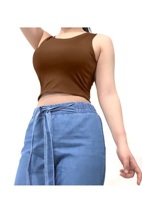 بلوز قهوه ای زنانه ساده FASHION - کد 865549759