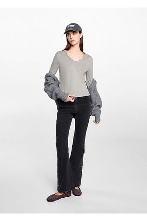 تیشرت طوسی زنانه رگولار MANGO Teen - کد 865559575