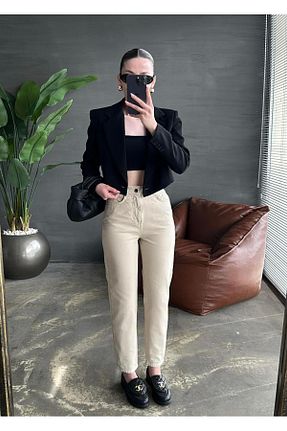 شلوار جین بژ زنانه رگولار ByCukurovaFrango - کد 902481754