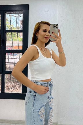بلوز سفید زنانه رگولار İrka Moda - کد 865575358