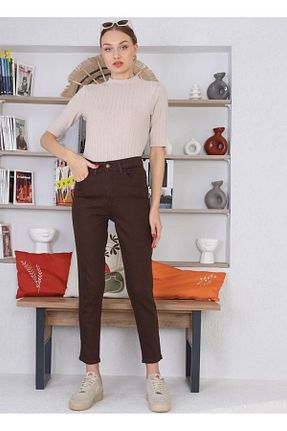 شلوار جین قهوه ای زنانه پاچه ساده ByCukurovaFrango - کد 902482056