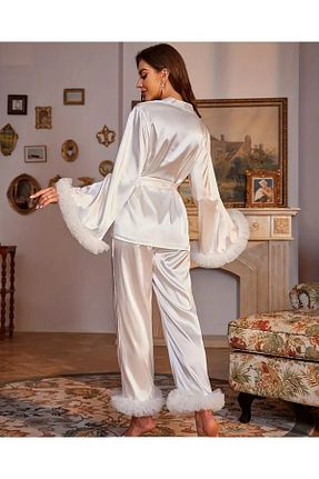 ست لباس راحتی سفید زنانه ساده SATTENS - کد 865585575