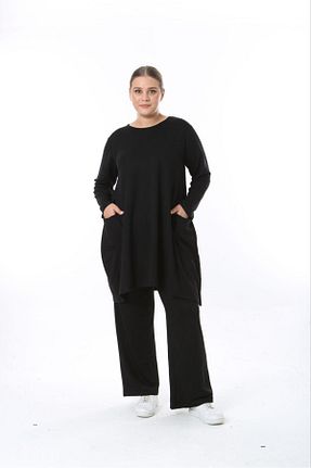 ست بالاتنه و پائین تنه سایز بزرگ مشکی زنانه بافت özle fashion - کد 865673303