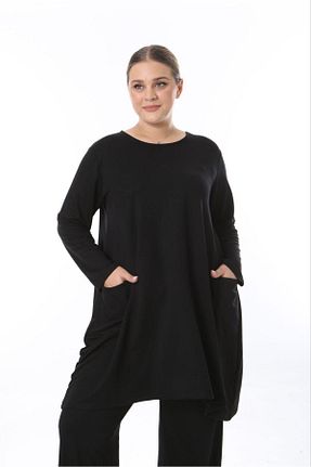ست بالاتنه و پائین تنه سایز بزرگ مشکی زنانه بافت özle fashion - کد 865673303
