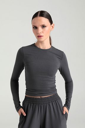 بلوز طوسی زنانه ساده SHEISMONO - کد 865770060