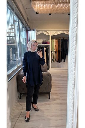 تونیک حجاب سرمه ای زنانه پلی استر Invee - کد 865693606