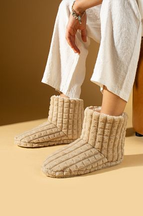 پاندوف بژ زنانه مخملی Pembe Potin - کد 865709075