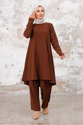 ست بالاتنه و پائین تنه حجاب قهوه ای زنانه رگولار Bestenur - کد 865720346