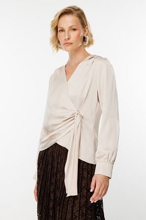بلوز طلائی زنانه طرح دار Ekol - کد 865784506