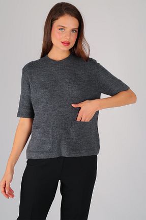 پلیور طوسی زنانه رگولار FACETTE - کد 865768342