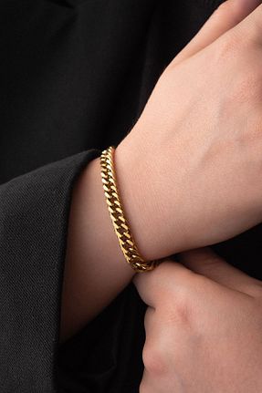 دستبند استیل (فولاد) طلائی زنانه استیل ضد زنگ ByFlorya Jewelry - کد 819947534