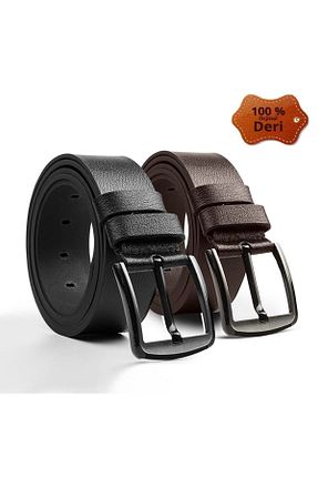 کمربند مشکی مردانه چرم خالص Bosskan - کد 662664028