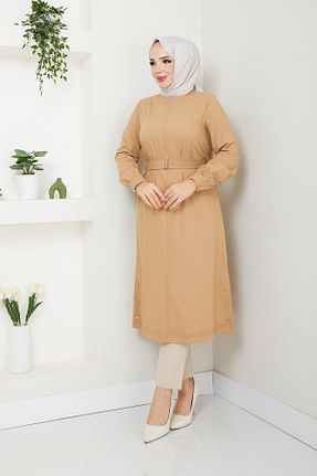 تونیک حجاب بژ زنانه مخلوط پلی استر Doque - کد 865787996