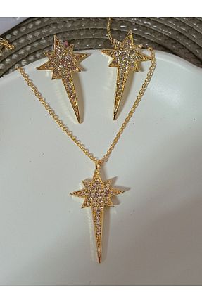 گردنبند جواهر طلائی زنانه استیل ضد زنگ mos&more - کد 865816652