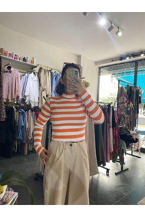 بلوز نارنجی زنانه کراپ karpuzbutiks - کد 865809844