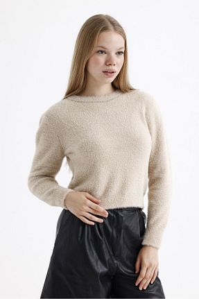 پلیور قهوه ای زنانه ساده Butik - کد 865827334
