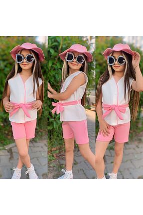 ست بالاتنه و پائین تنه صورتی بچه گانه بافتنی Genel Markalar - کد 828221943