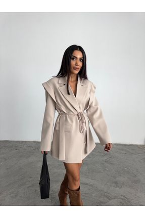 کت بلیزر بژ زنانه بافتنی HK Style - کد 865901938