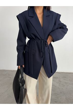 کت بلیزر سرمه ای زنانه بافتنی HK Style - کد 865902185