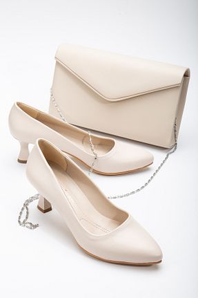 کفش استایلیتو بژ پاشنه نازک Akçetin Moda - کد 866190959