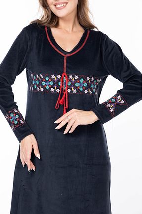 لباس سایز بزرگ سرمه ای زنانه مخمل mervemoda - کد 865977675