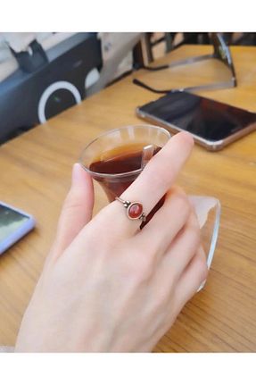 انگشتر جواهر قهوه ای زنانه سنگ طبیعی Akik Diyarı - کد 203138240