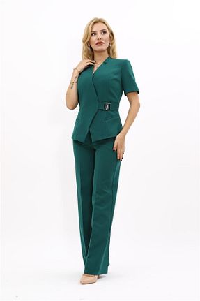 کت و شلوار سبز زنانه یقه کتی ÖNDER ÖZSOY - کد 866004933