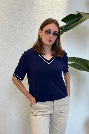 بلوز سرمه ای زنانه ساده novon - کد 865992485