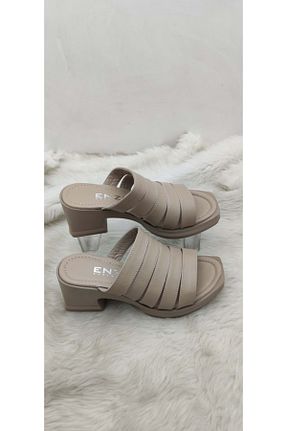 دمپائی بژ زنانه چرم خالص ÇİĞDEM KUNDURA - کد 738846772
