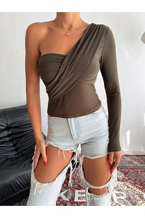 بلوز خاکی زنانه ساده ubmbutik - کد 865995324