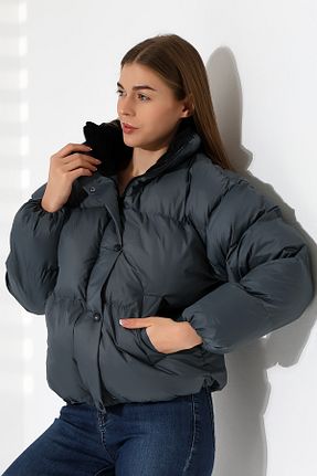 کاپشن آبی زنانه اورسایز GAREN - کد 864790490