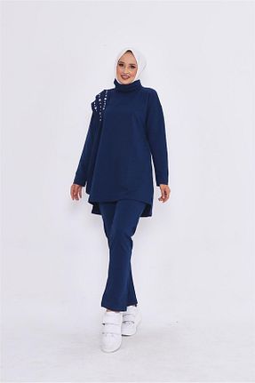 ست بالاتنه و پائین تنه سرمه ای زنانه بافت Bwest - کد 765515387
