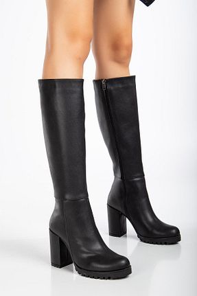 چکمه مشکی زنانه چرم مصنوعی SUİNS SHOES - کد 864800597