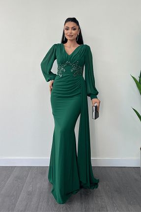 لباس مجلسی و فارغ التحصیلی سبز زنانه شیفون giyimmasalı - کد 864801776