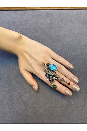 انگشتر نقره رنگی زنانه زمرد Gümüşhanesi - کد 864819751