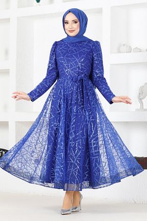 لباس مجلسی حجاب سرمه ای زنانه یقه دوچرخه ModaMerve - کد 841580616