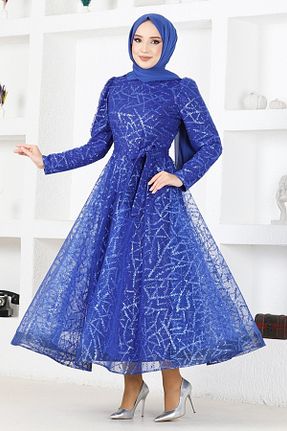 لباس مجلسی حجاب سرمه ای زنانه یقه دوچرخه ModaMerve - کد 841580616