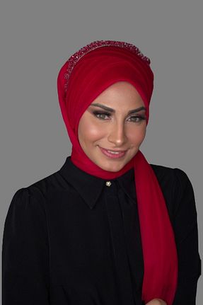 شال قرمز زنانه پنبه پلی استر Elegance Scarf - کد 646733627