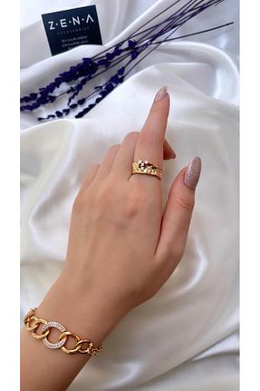 انگشتر استیل (فولاد) صورتی زنانه استیل ضد زنگ ZENA ACCESSORİES - کد 864863161
