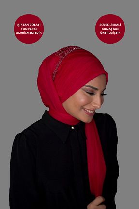 شال قرمز زنانه پنبه پلی استر Elegance Scarf - کد 646733627