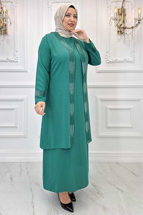 لباس حجاب سبز زنانه Fitted Amine Hüma - کد 808728841