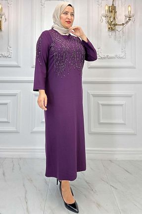 لباس مجلسی حجاب بنفش زنانه شیفون Amine Hüma - کد 817405670