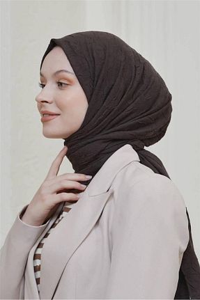 شال قهوه ای زنانه پنبه پلی استر Loryan - کد 853006634