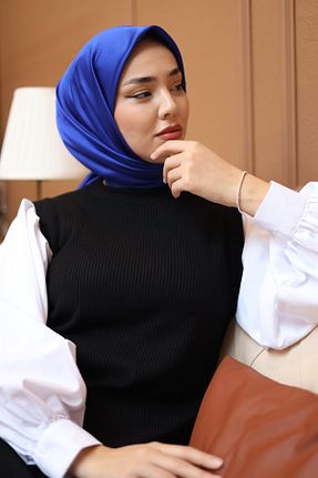 روسری آبی پلی استر SİLKHOMEE - کد 856461226