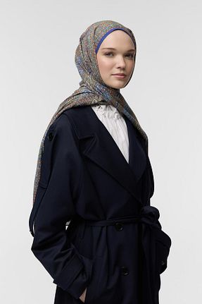 شال آبی زنانه ویسکون Qef - کد 864957434