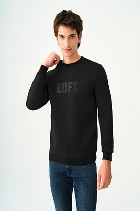 سوئیشرت مشکی مردانه چاپی Loft - کد 864958885