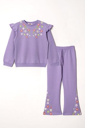 ست بالاتنه و پائین تنه بنفش بچه گانه بافتنی zepkids - کد 841244730