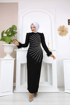 لباس مجلسی حجاب مشکی زنانه یقه دوچرخه marwella - کد 834452397