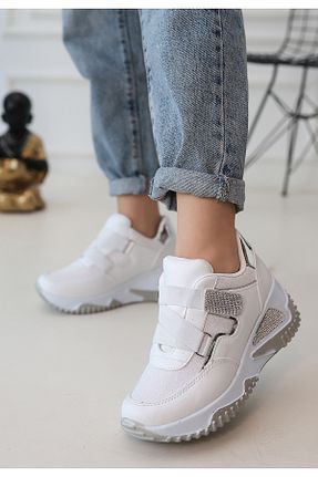 کفش اسنیکر سفید زنانه بند دار LEYDİ SHOES - کد 864992954