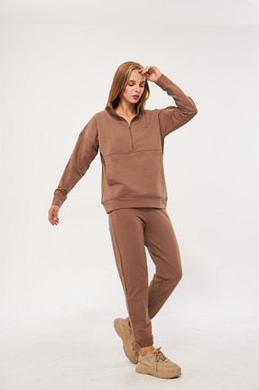 ست کرمکن اسپرت قهوه ای زنانه پنبه پلی استر TRENDHİLL - کد 864983377